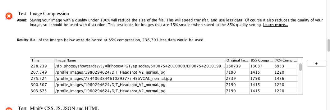 Test: Image Compression information