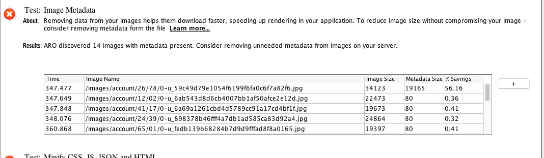 Test: Image Metadata chart