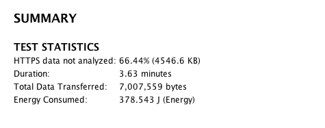 Summary of Test Statistics