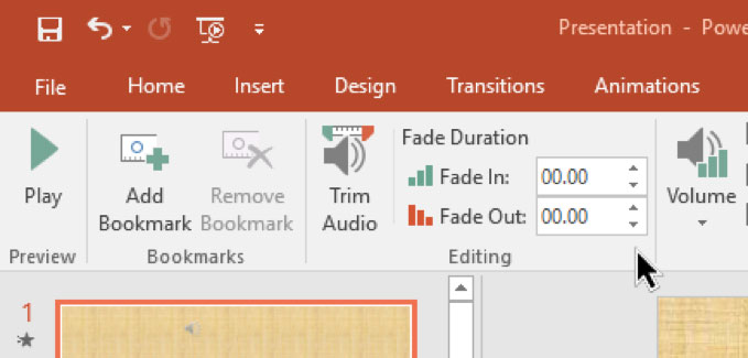 Fade audio in PowerPoint