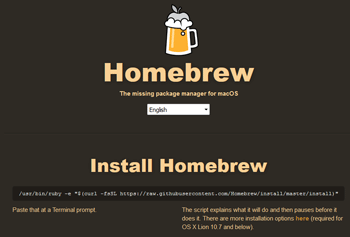 Homebrew website screenshot