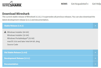 Wireshark website screenshot