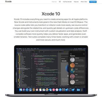 Xcode website screenshot