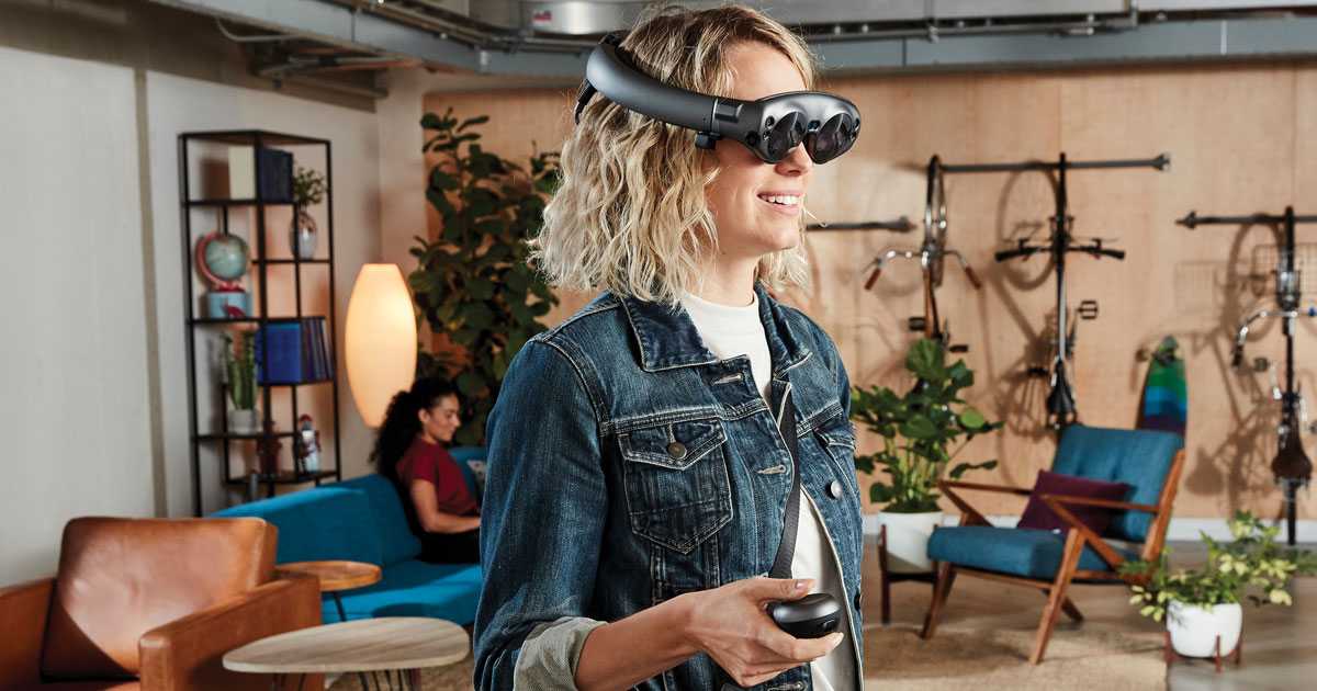 woman wearing Magic Leap